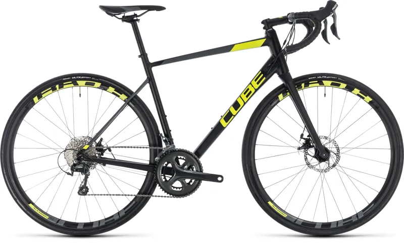 Cube Attain Race Disc 2018 Road Bike - Black/Flash Yellow