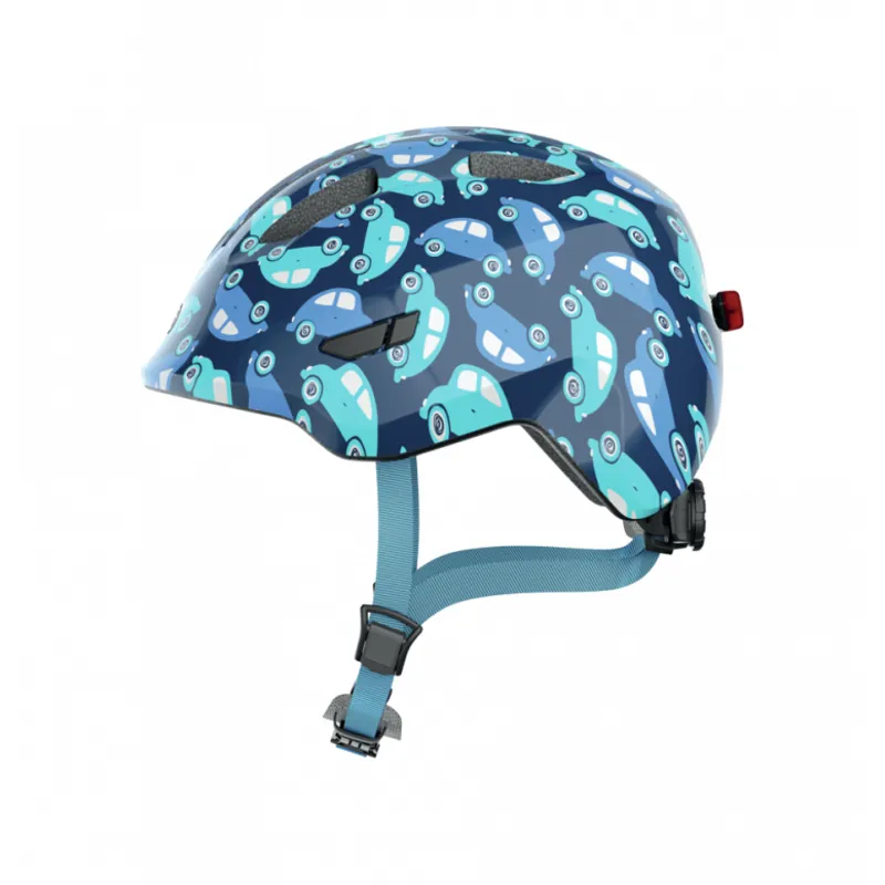 Abus Smiley 3.0 LED Kids Helmet - Blue Car