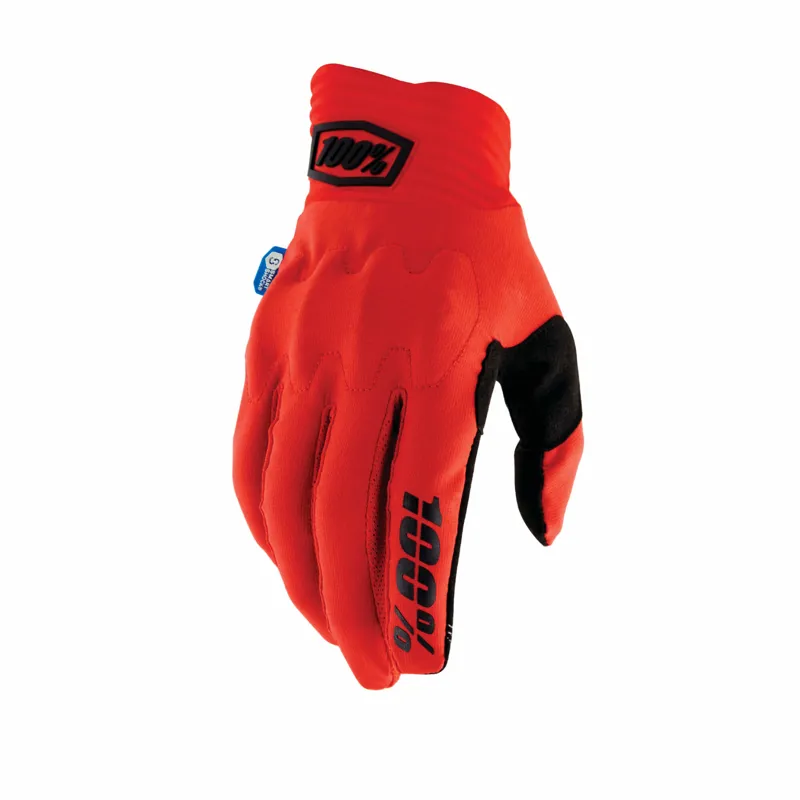 100 Percent Cognito Smart Shock Long Finger MTB Gloves - Red