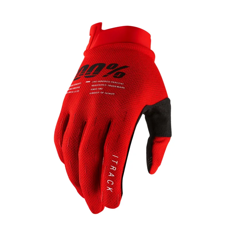 100 Percent iTrack Long Finger Gloves - Red 