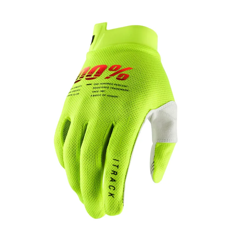 100 Percent iTrack Long Finger Gloves - Fluo Yellow 