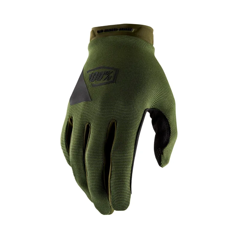 100 Percent Ridecamp Long Finger Gloves - Army Green/Black