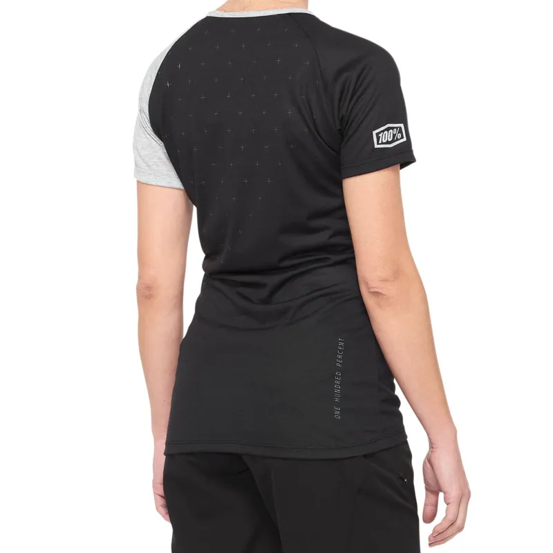 100 Percent Airmatic Womens Short Sleeve Jersey - Black/Grey-1