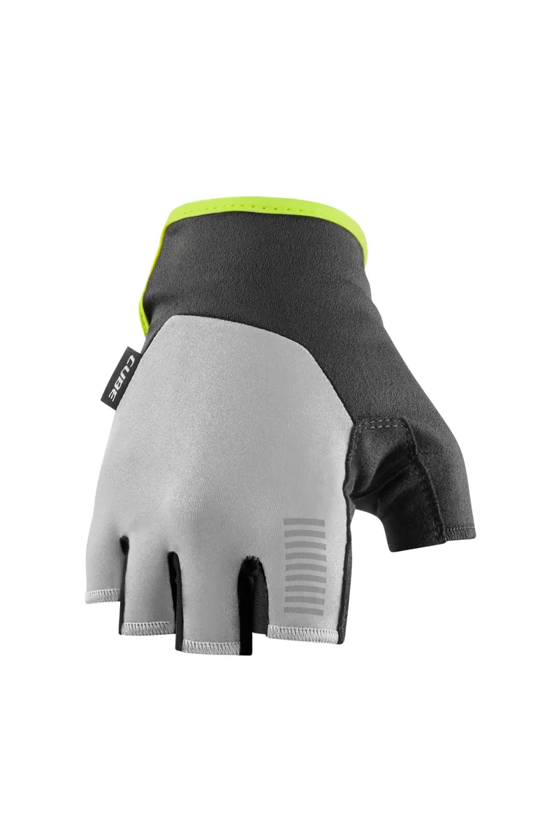 Cube X Natural Fit Short Finger Gloves - Grey/Yellow 