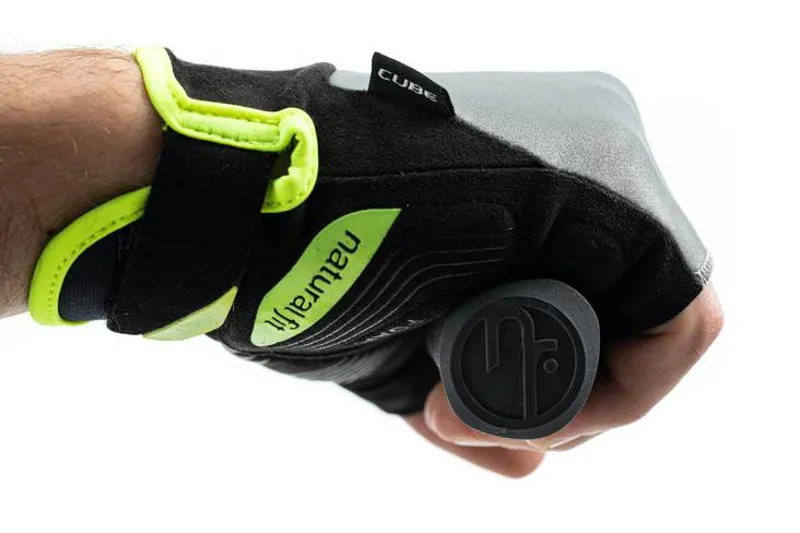 Cube X Natural Fit Short Finger Gloves - Grey/Yellow -4