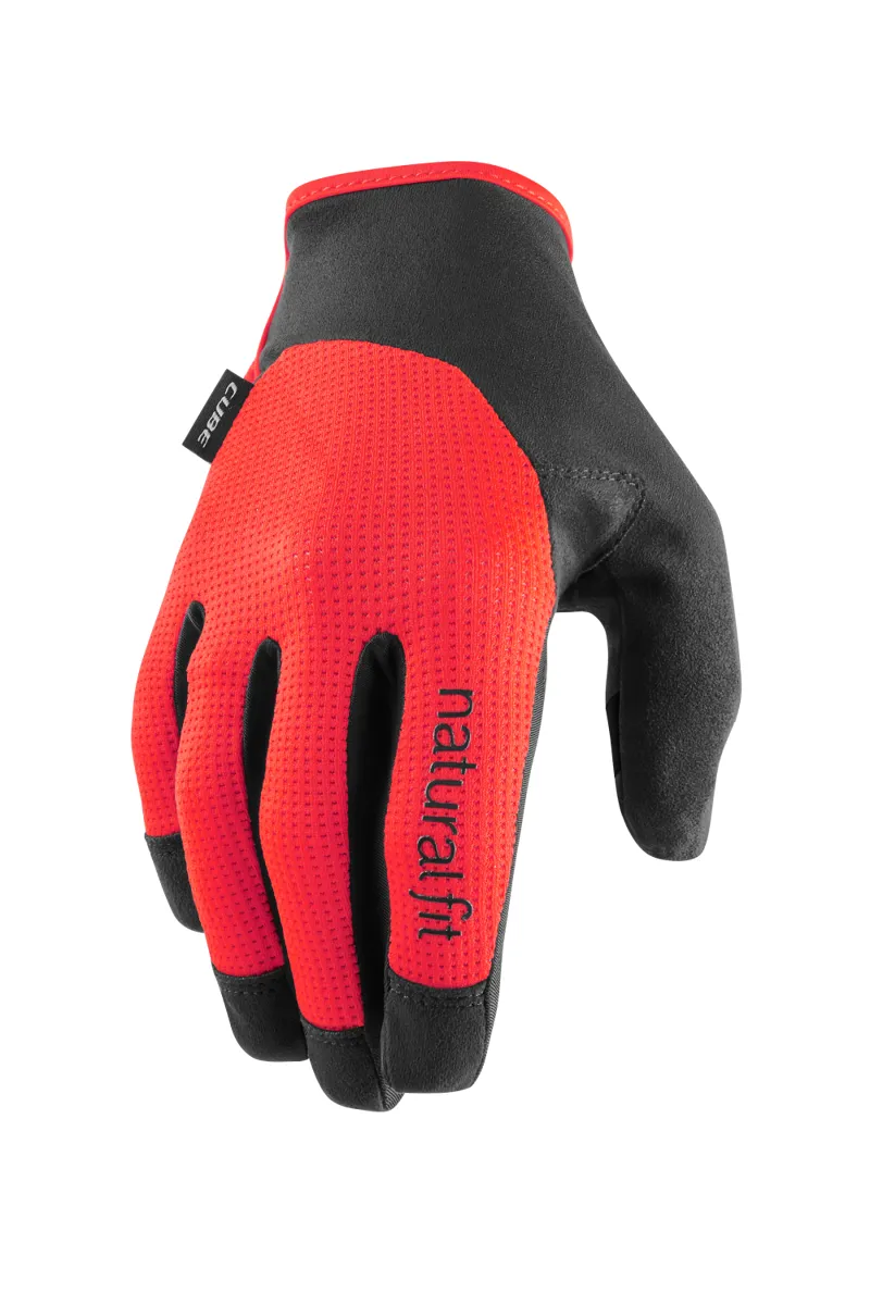 Cube X Natural Fit Long Finger Gloves - Red/Black