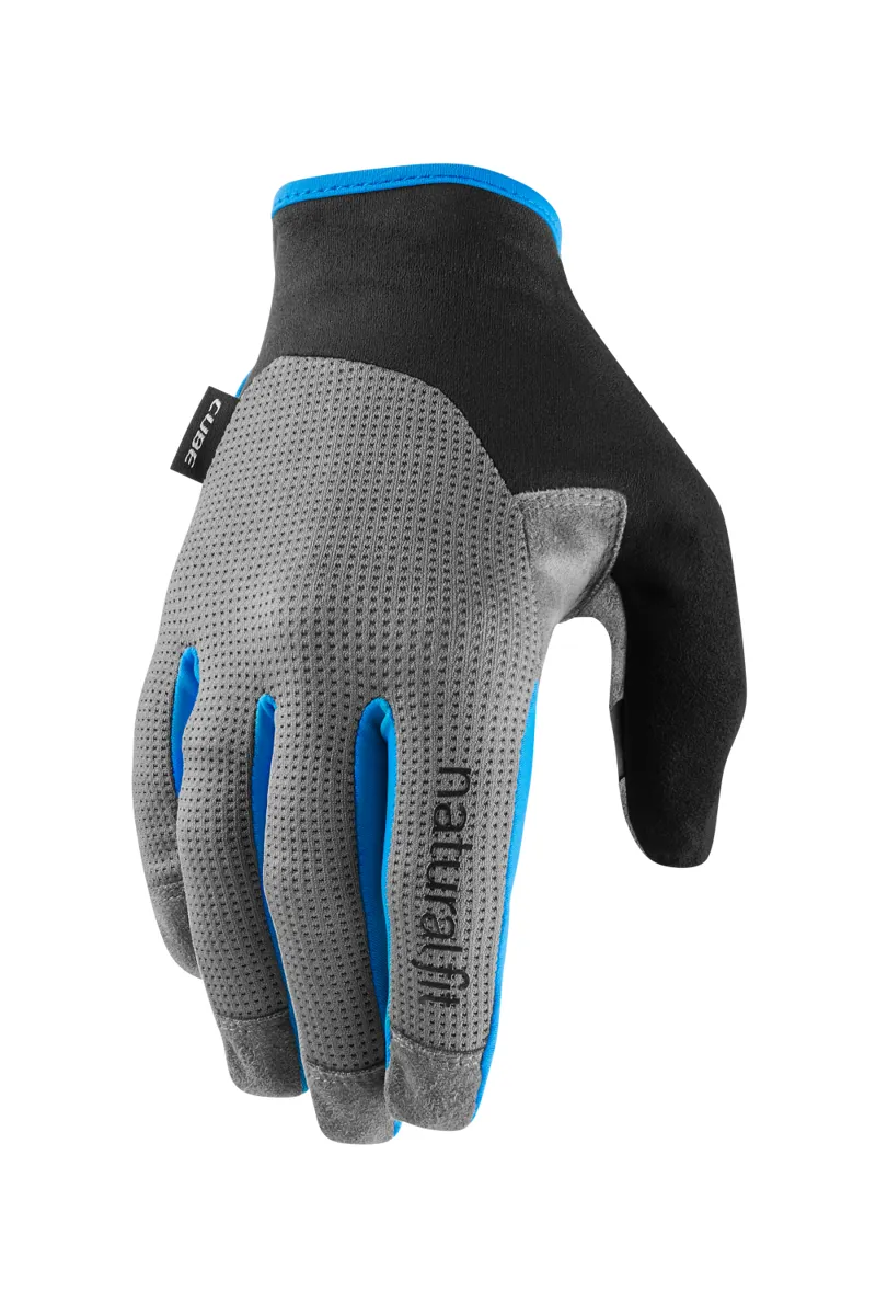 Cube X Natural Fit Long Finger Gloves - Grey/Blue 