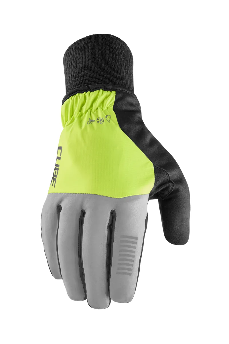 Cube Winter X Natural Fit Long Finger Gloves - Grey/Yellow 