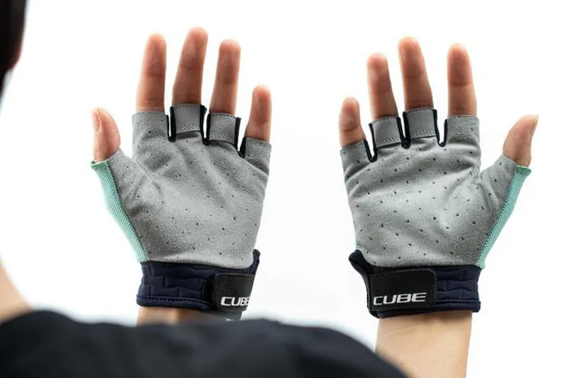 Cube Performance Junior Short Finger Gloves - Blue/Mint-5