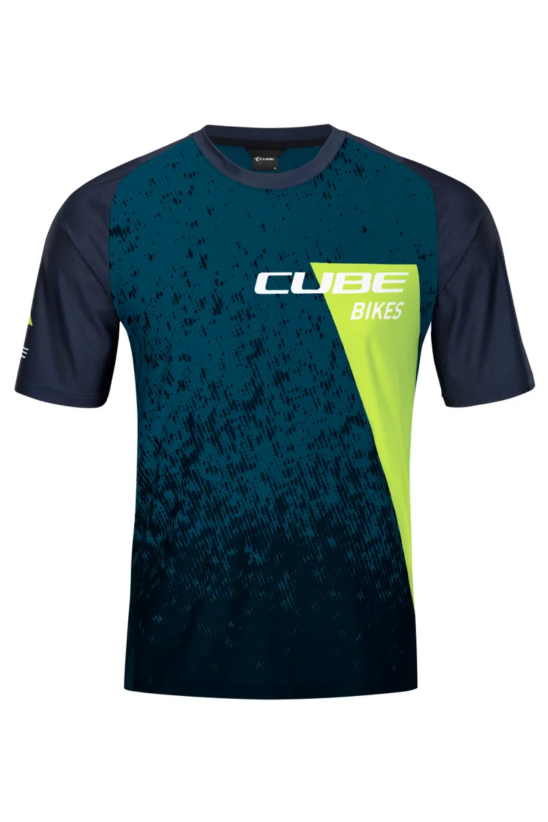 Cube Edge Round Neck Short Sleeve Jersey - Blue/Lime 