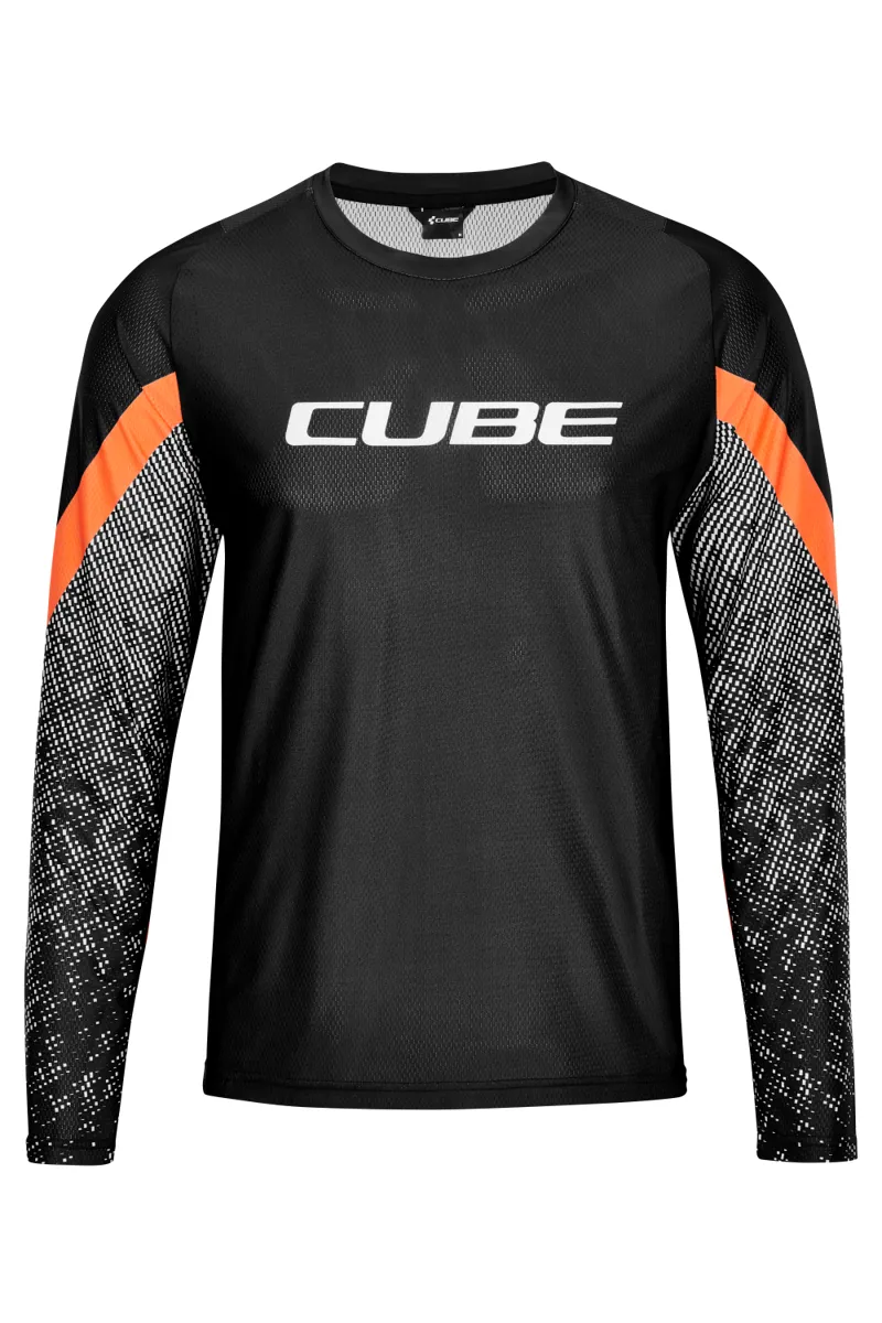 Cube Edge Round Neck Long Sleeve Jersey - Black/Orange 