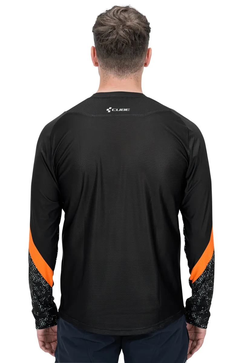 Cube Edge Round Neck Long Sleeve Jersey - Black/Orange -2