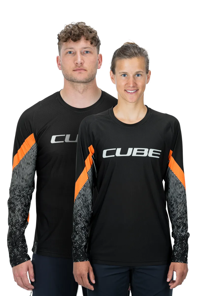 Cube Edge Round Neck Long Sleeve Jersey - Black/Orange -1