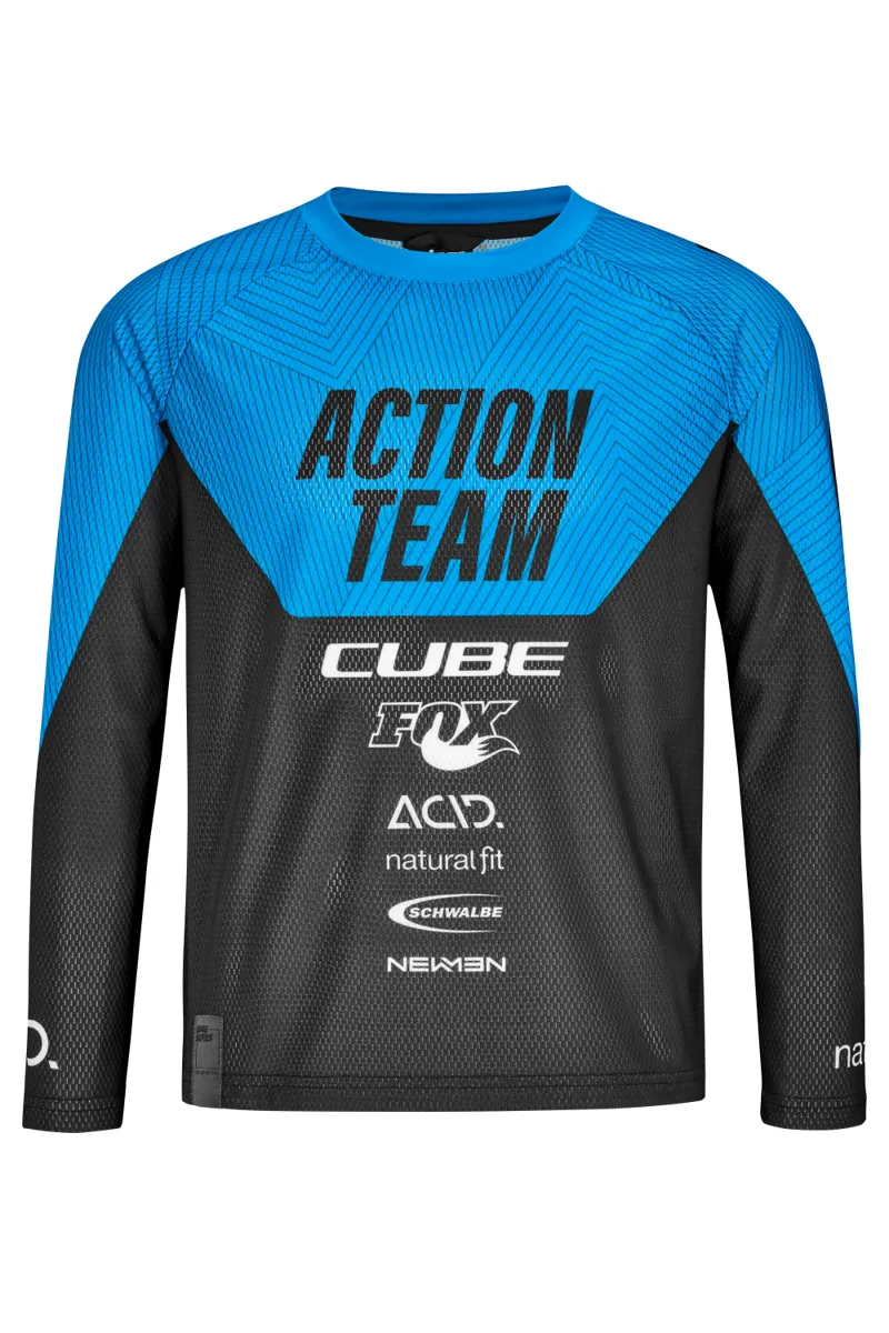 Cube Junior X Action Team Long Sleeve Jersey - Black/Blue 