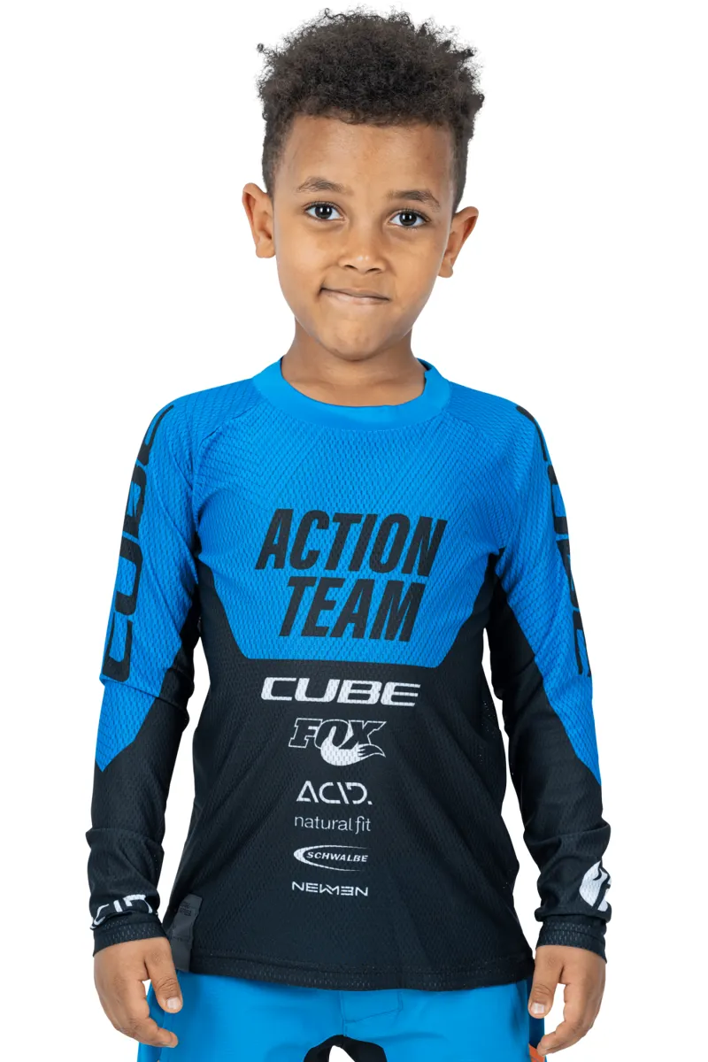 Cube Junior X Action Team Long Sleeve Jersey - Black/Blue -1