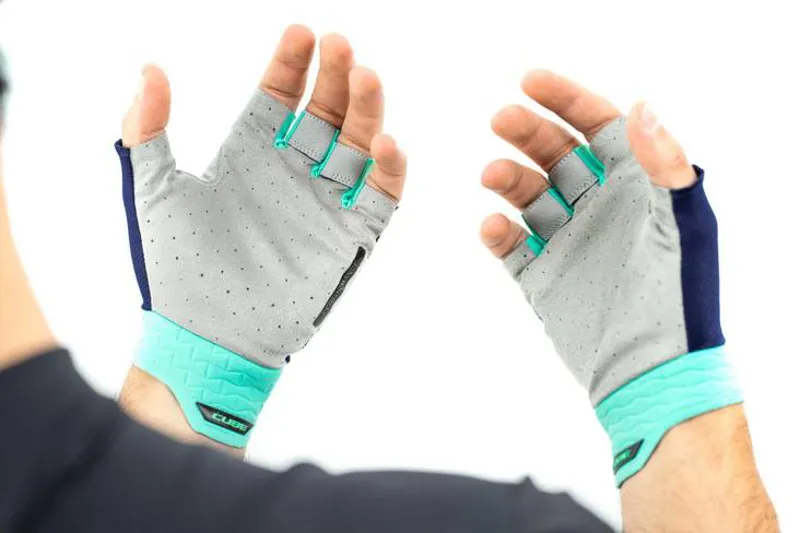 Cube Performance Short Finger Gloves - Blue/Mint -5