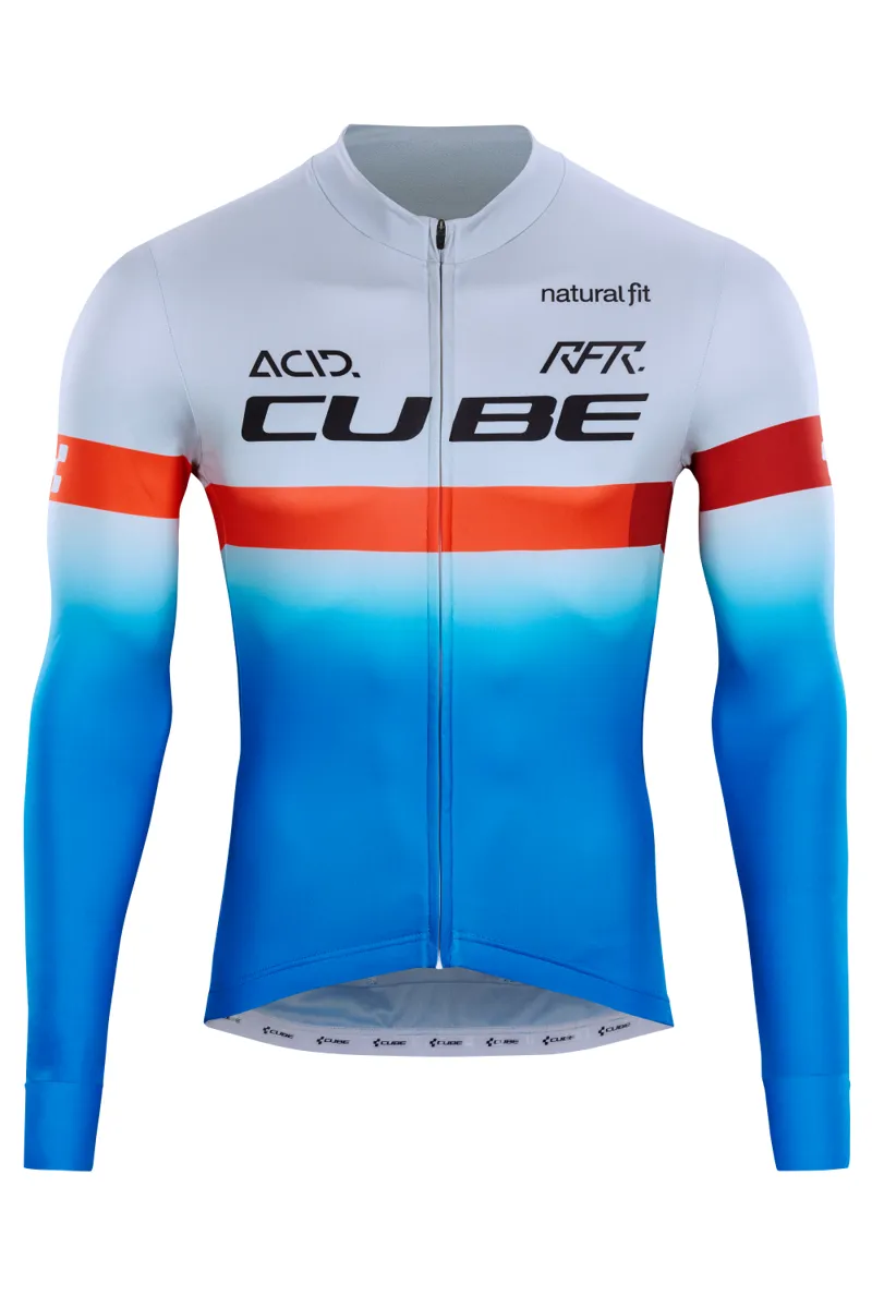 Cube Teamline Long Sleeve Jersey - Blue/Red/Grey 