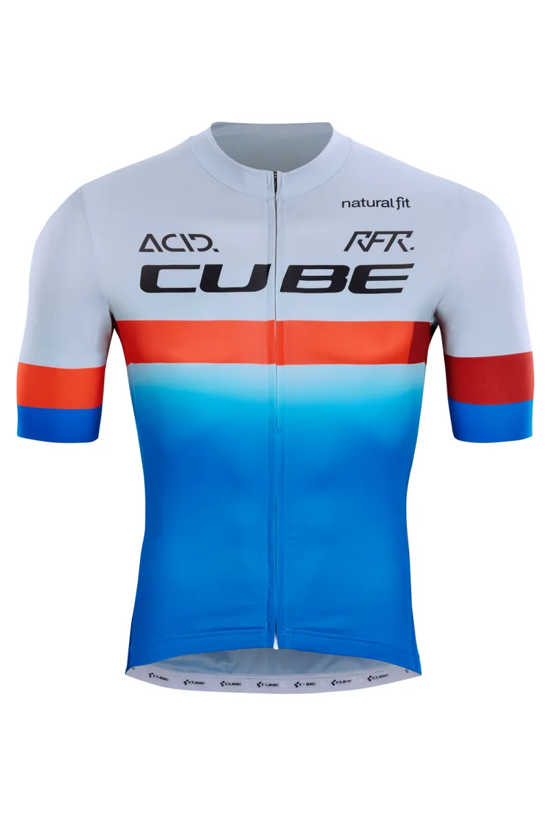 Cube Teamline Short Sleeve Jersey - Blue/Red/Grey 