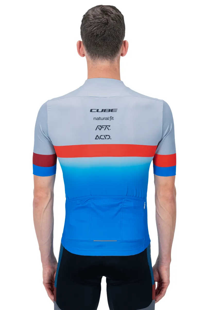 Cube Teamline Short Sleeve Jersey - Blue/Red/Grey -2