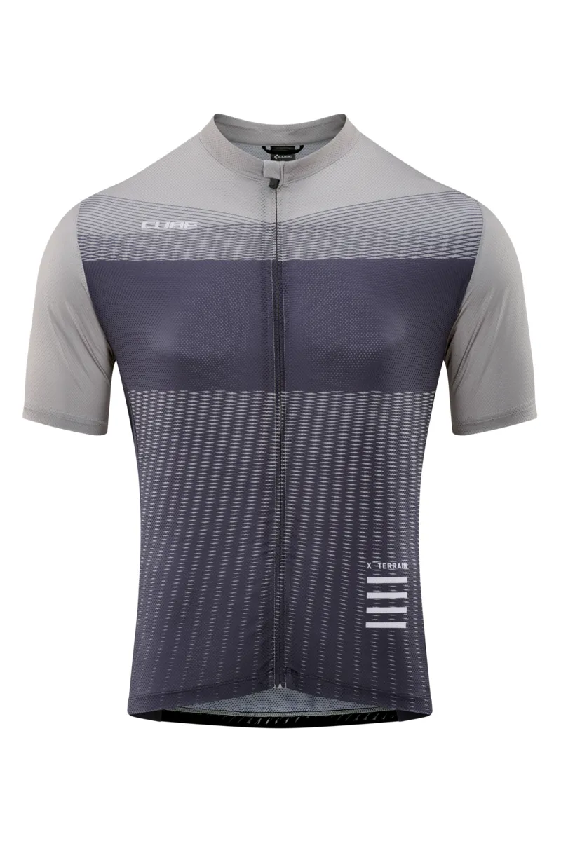 Cube ATX Full Zip Men's Short Sleeve Jersey - Beige/Grey