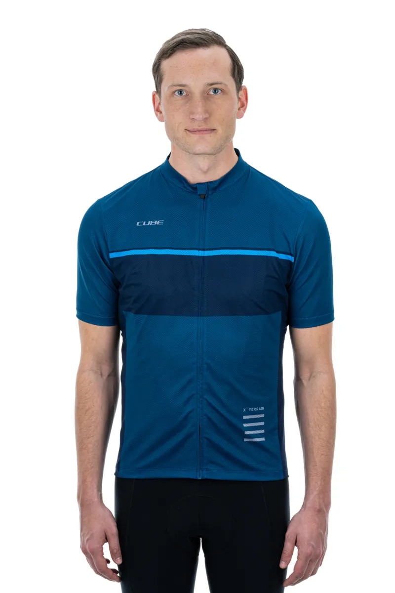 Cube ATX Full Zip Men's Short Sleeve Jersey - Blue-1