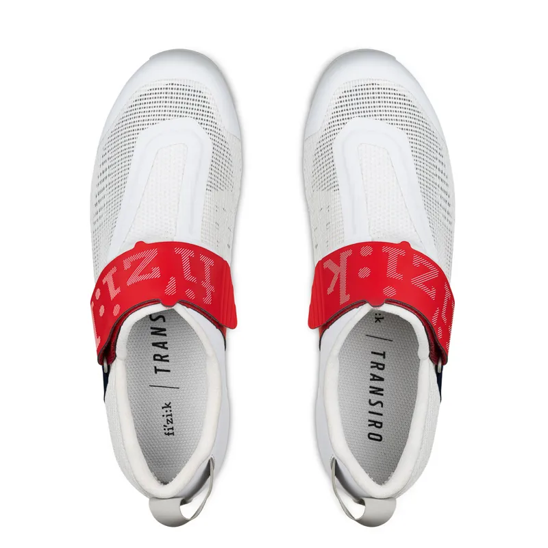 Fizik Transiro Hydra Aeroweave Carbon Triathlon Shoes - White/Red/Blue-1