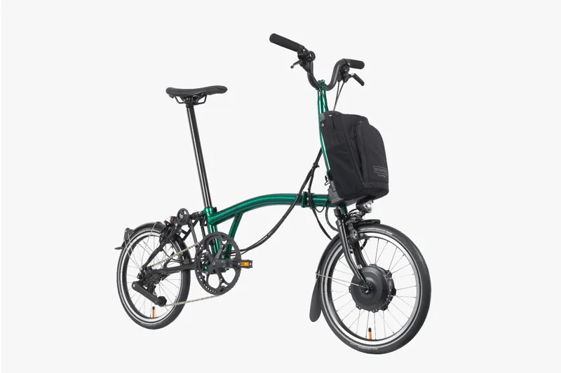 Brompton M4L P Line Urban Mid Electric Folding Bike -  Emerald Green-1