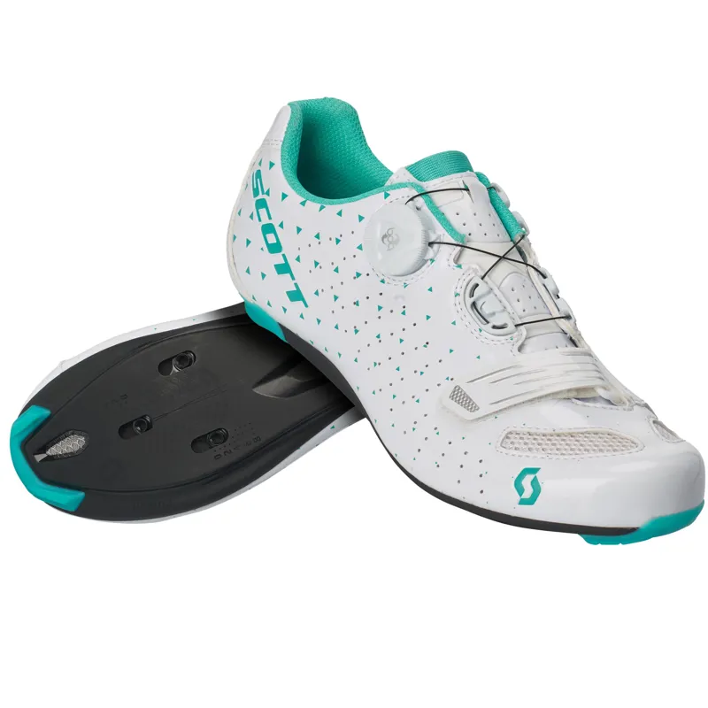 Scott Road Comp Boa Lady Womens Road Shoes - White/Turquoise Blue