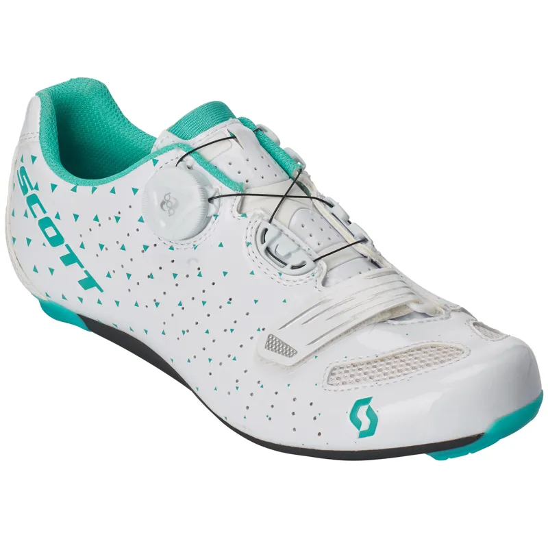 Scott Road Comp Boa Lady Womens Road Shoes - White/Turquoise Blue-1