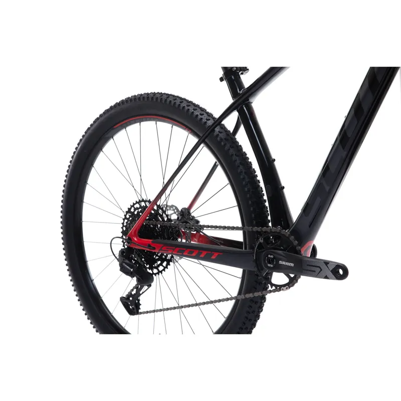 red and black scott mountain bike