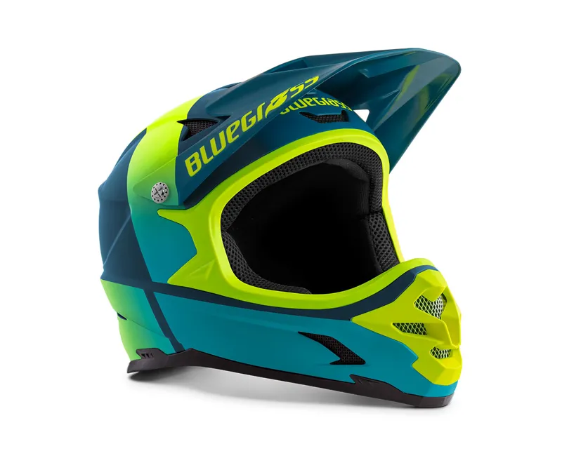 Bluegrass Intox Full Face MTB Helmet - Petrol Blue/Fluro Yellow