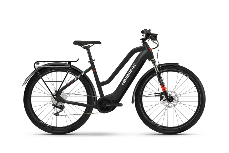 Haibike Trekking 6 Mid 2022 Electric Hybrid Bike - Black/Red/Silver