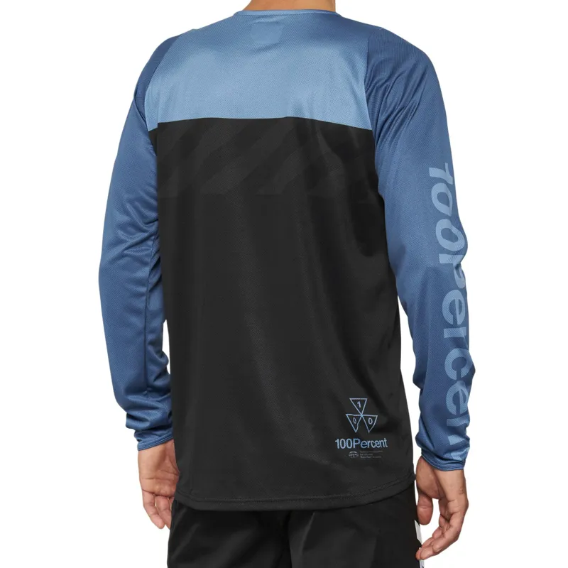 100 Percent R-Core Men's Long Sleeve Jersey - Black/Slate Blue-1
