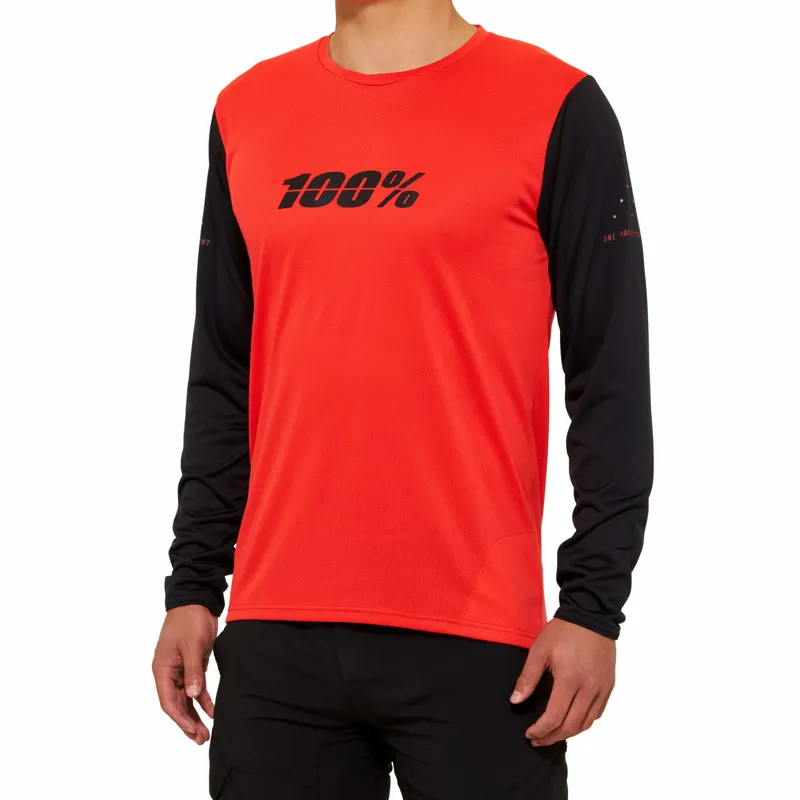 100 Ridecamp Men's Long Sleeve Jersey - Red/Black