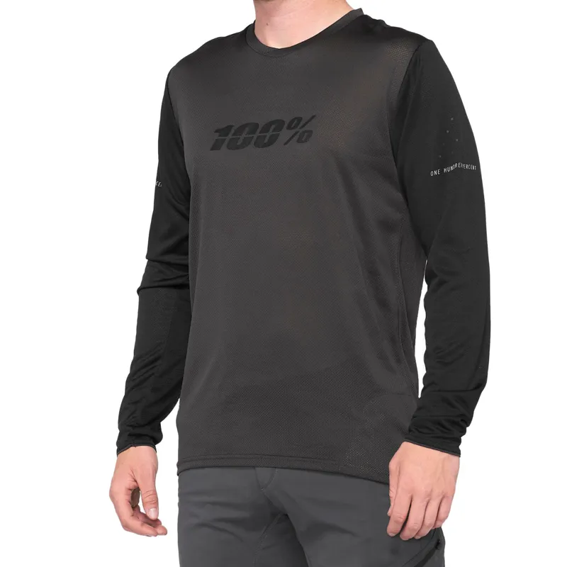 100 Ridecamp Men's Long Sleeve Jersey - Black/Charcoal