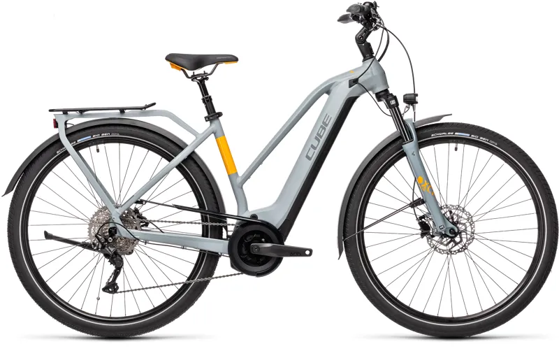 Cube Touring Hybrid Pro 625 Trapeze 2021 Electric Bike - Grey/Orange