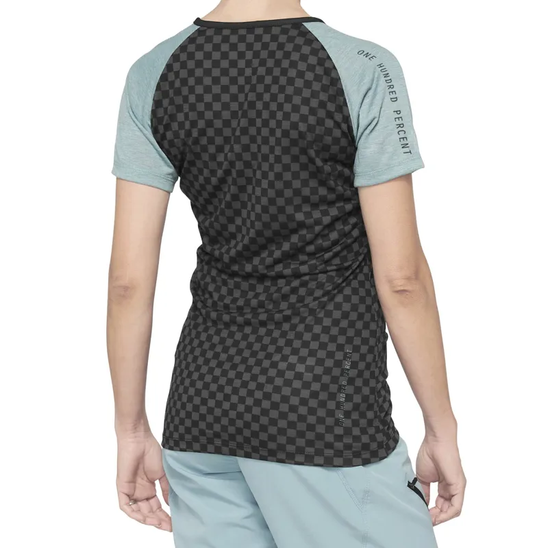 100 Percent Airmatic Womens Short Sleeve Jersey - Seafoam/Checkers-1