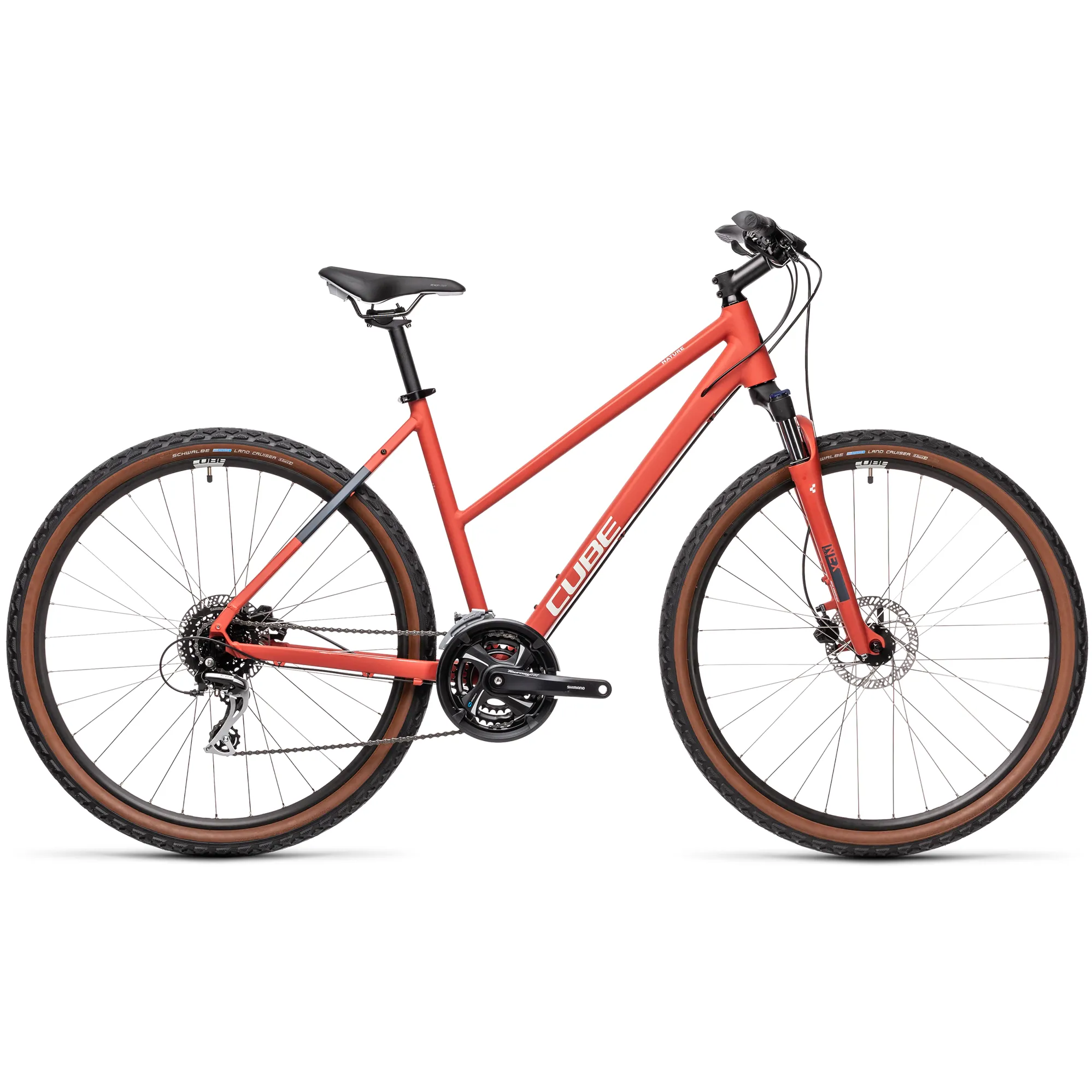 Cube Nature Trapeze 2021 Womens Hybrid Bike Red Grey