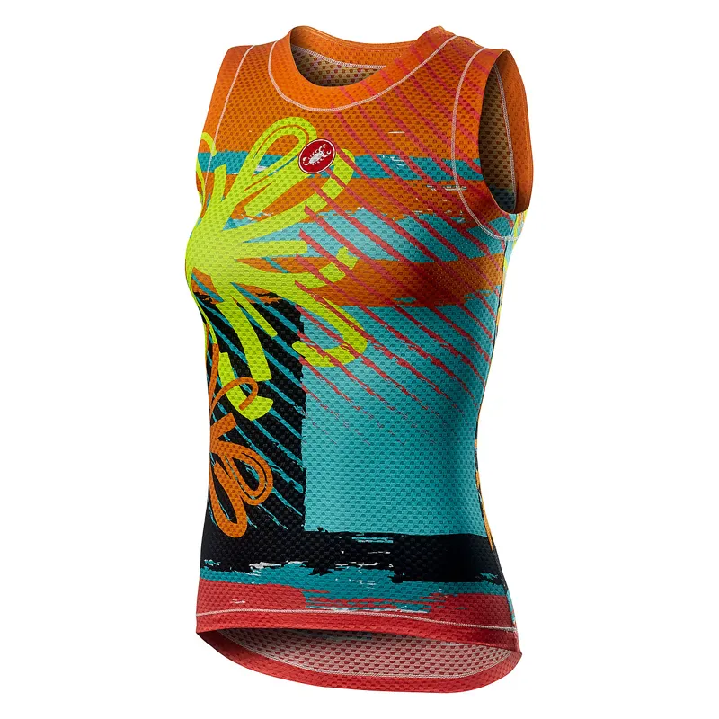 Castelli Pro Mesh Womens Sleeveless Base Layer - Yellow Fluo Flower