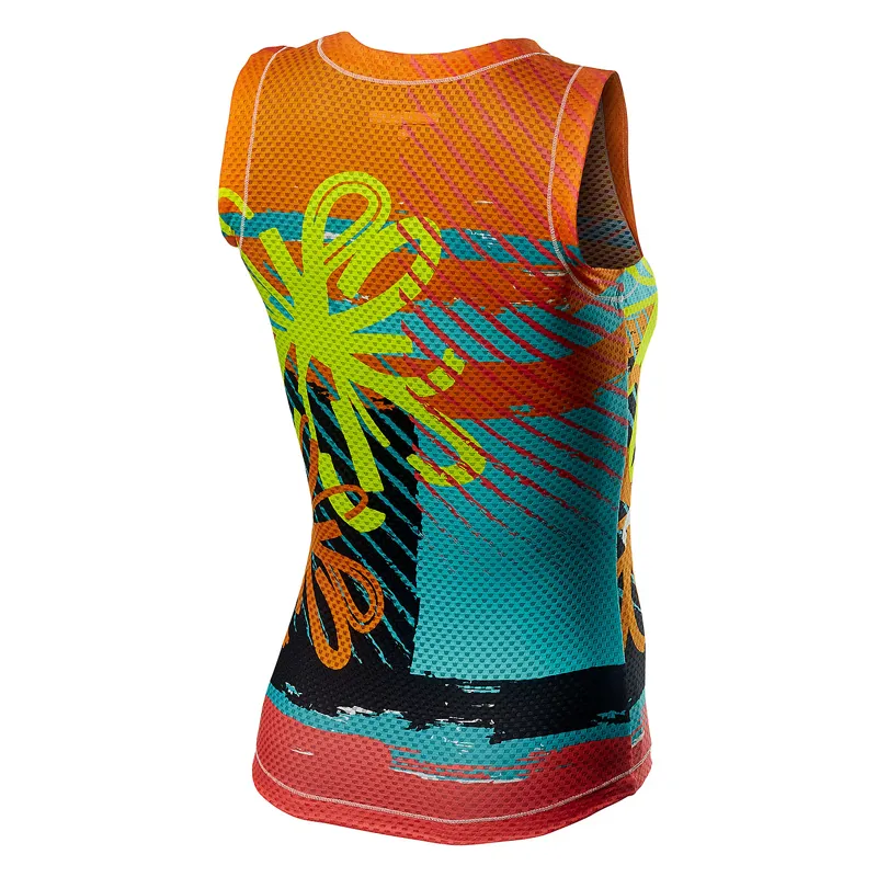 Castelli Pro Mesh Womens Sleeveless Base Layer - Yellow Fluo Flower-1