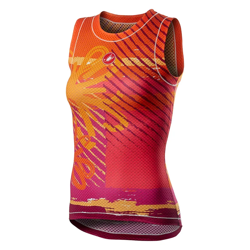 Castelli Pro Mesh Womens Sleeveless Base Layer - Orange Flower