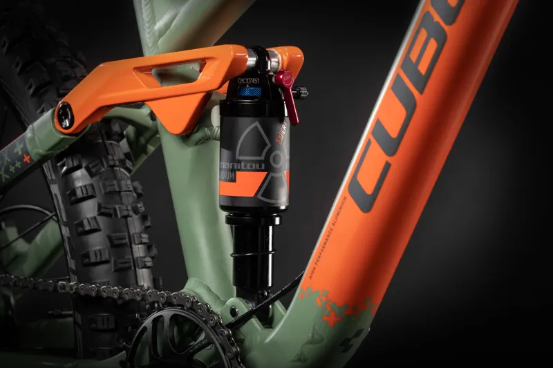 Cube Stereo 240 Pro 2021 Kids Full Suspension MTB - Olive/Orange-2