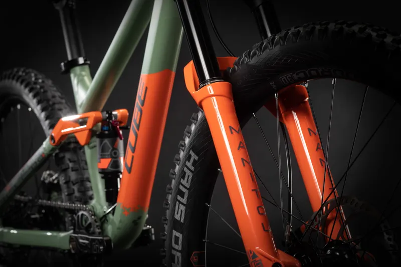 Cube Stereo 240 Pro 2021 Kids Full Suspension MTB - Olive/Orange-4