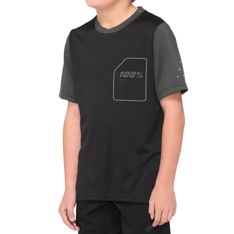 100 Percent Ridecamp Youth Short Sleeve Jersey - Black/Charcoal