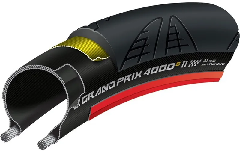 Continental Grand Prix 4000 S II Black Chili Folding Road Tyre 700x23c-2