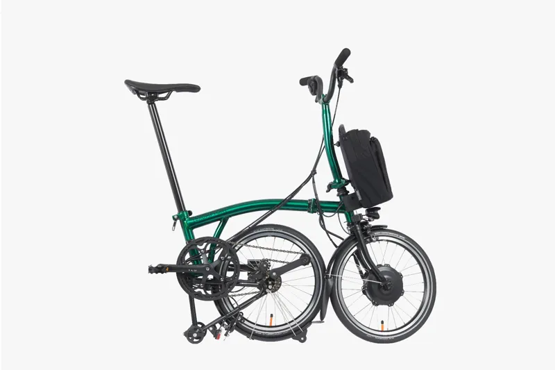 Brompton M4L P Line Urban Mid Electric Folding Bike -  Emerald Green-2