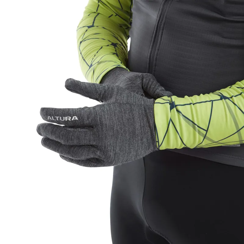 Altura Merino Long Finger Liner Gloves - Grey-4
