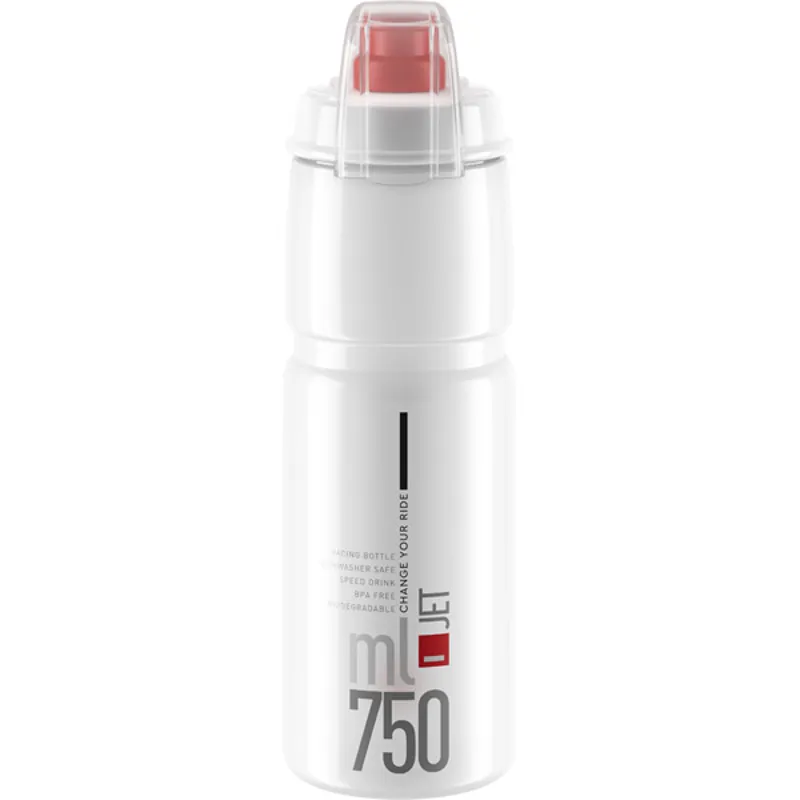 Elite Jet Biodegradable MTB Water Bottle - 750ml - Clear/Red