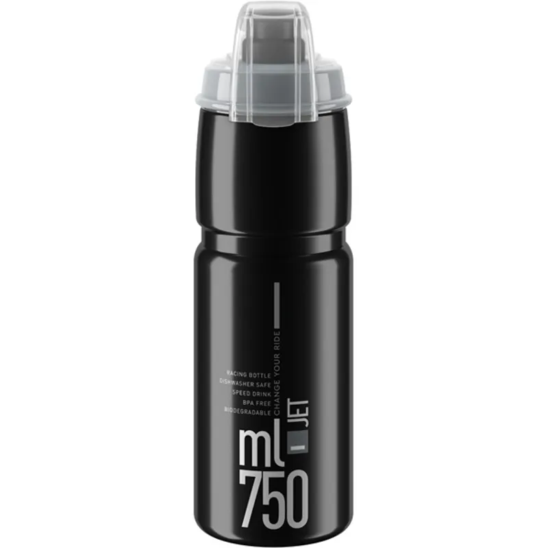 Elite Jet Biodegradable MTB Water Bottle - 750ml - Black/Grey