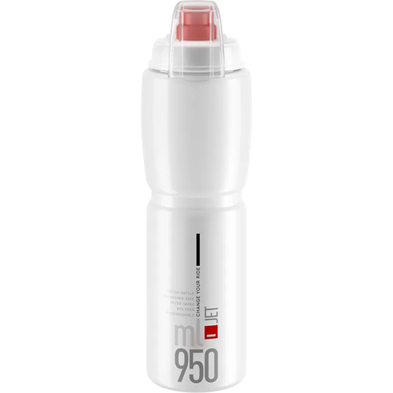 Elite Jet Biodegradable MTB Water Bottle - 950ml - Clear/Red